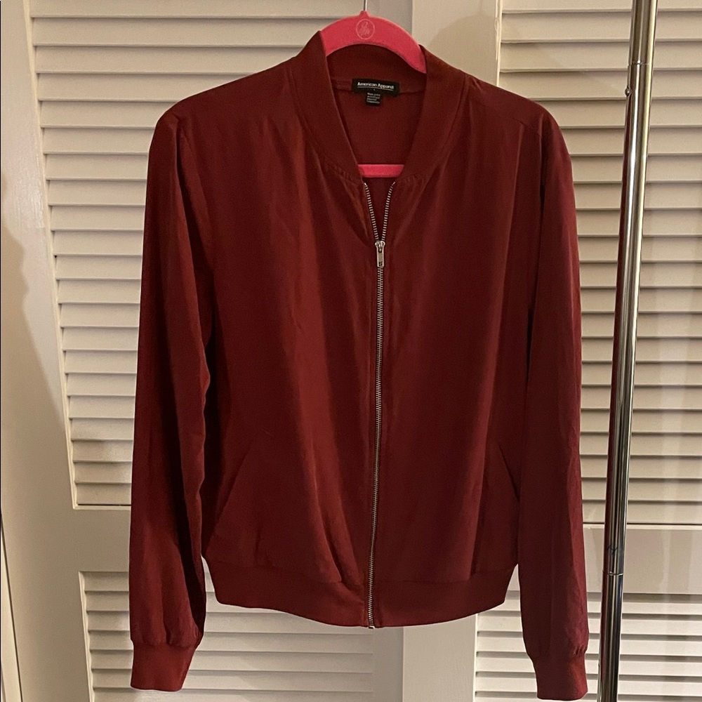 American Apparel Burgundy Bomber Jacket